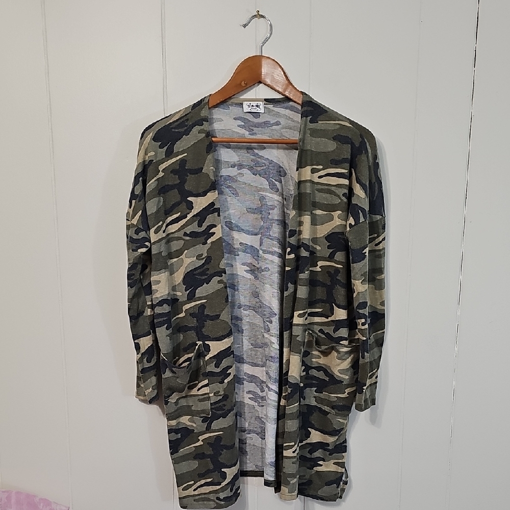 Texas True Camouflage Open Cardigan Womens S Oversized Boho Western  Grunge Punk